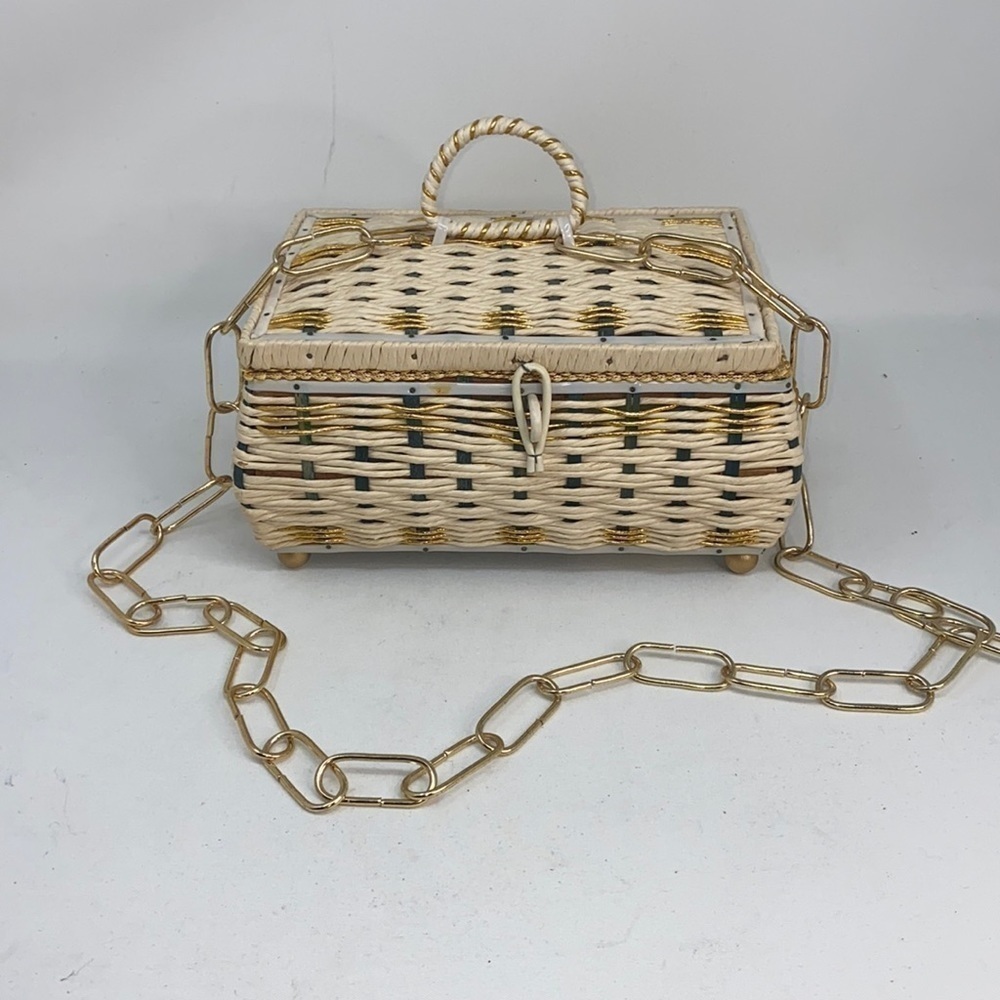 Vintage 1950 Musical Sewing Box Handbag w/chain